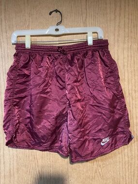 Nike Maroon Men's Athletic Shorts with White Logo